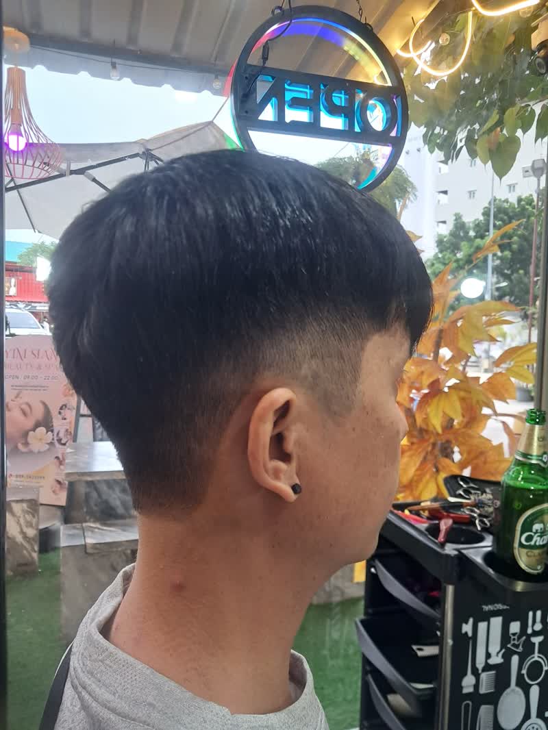 Back view of a fresh black undercut fade