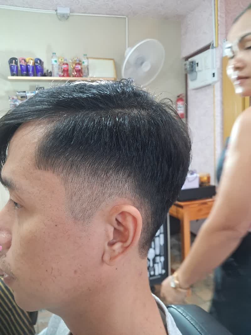 Side view of a fresh fade haircut